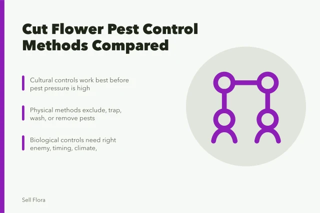 Comparison of cultural, physical, biological, and chemical pest controls for cut flowers. Cultural, biological, and chemical pest controls compared for cut flower crops
