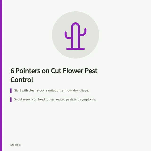 Cut flower pest management guide with scouting and prevention steps. 6 pointers on cut flower pest that hold up