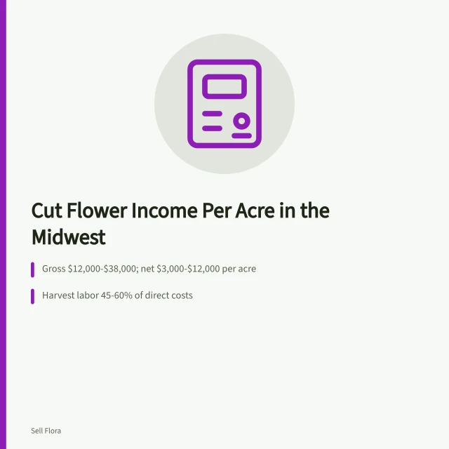 Cut flower per-acre income, costs, and net returns in the Midwest. Cut flower income per acre: what Midwest growers actually report
