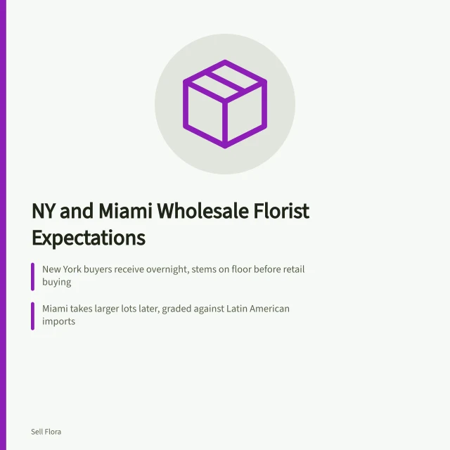 Cut flower boxes delivered to New York and Miami wholesale markets. What New York and Miami wholesale florists expect from cut flower growers