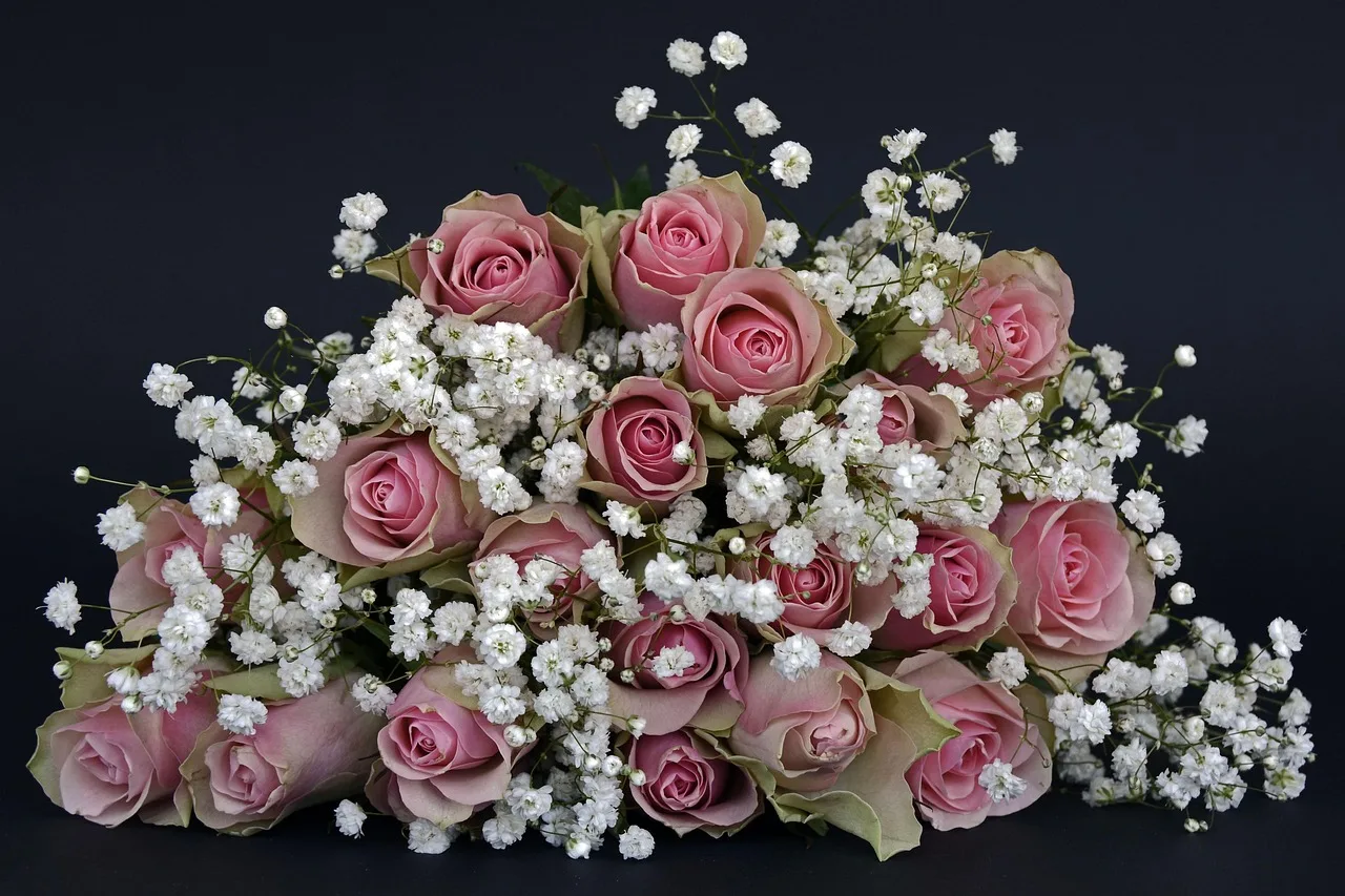 roses, rose petals, blossoms, pink, white, gypsophila, flower wallpaper, flower, beautiful flowers, nature, bouquet of flowers, thank you, love, flower background, in love, wedding, bouquet of roses, wedding day. Wedding flower pricing small farm: build a cost base