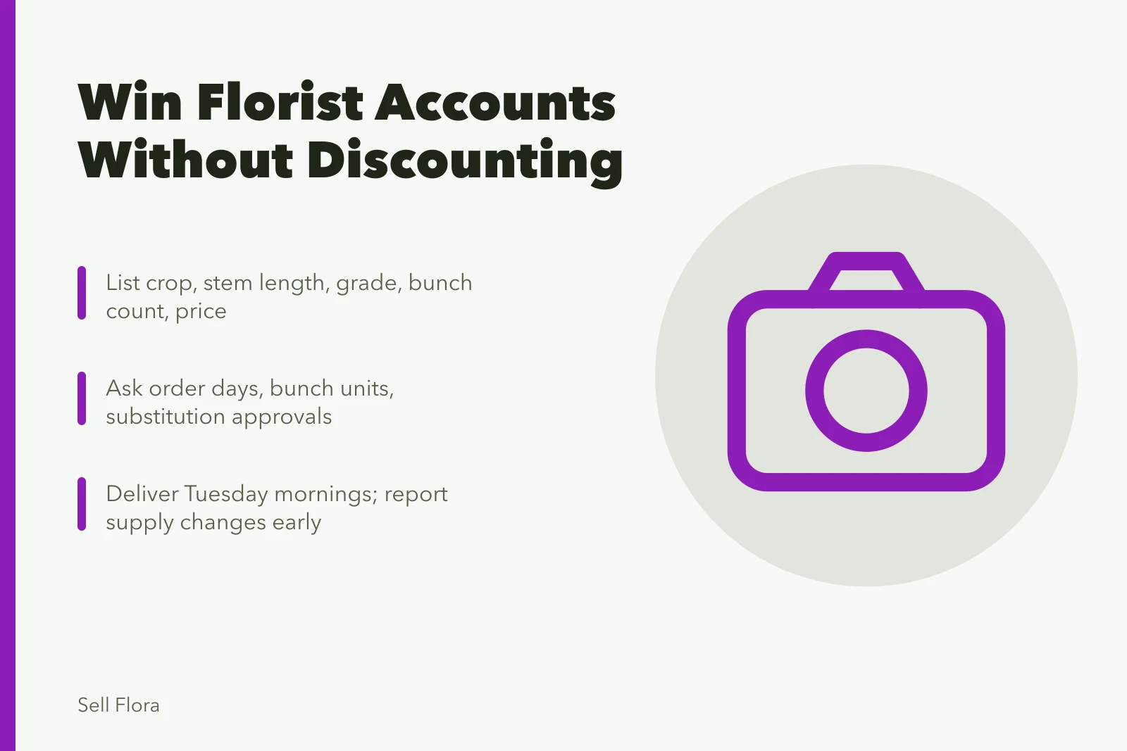 Card on winning florist accounts with clear cut flower offers. Can a local cut flower grower win real florist accounts without discounting?
